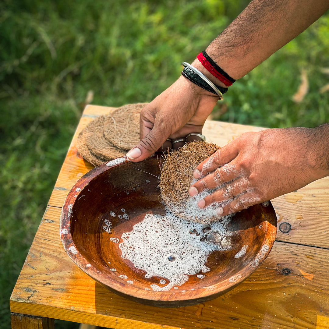 Scrapshala Natural Coir Dish Scrubber | Pack of 5 pads | Sturdy | Biodegradable | Plastic-free