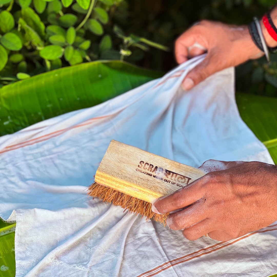 Scrapshala Natural Coir floor/laundry brush | Sturdy | Biodegradable | Plastic-free