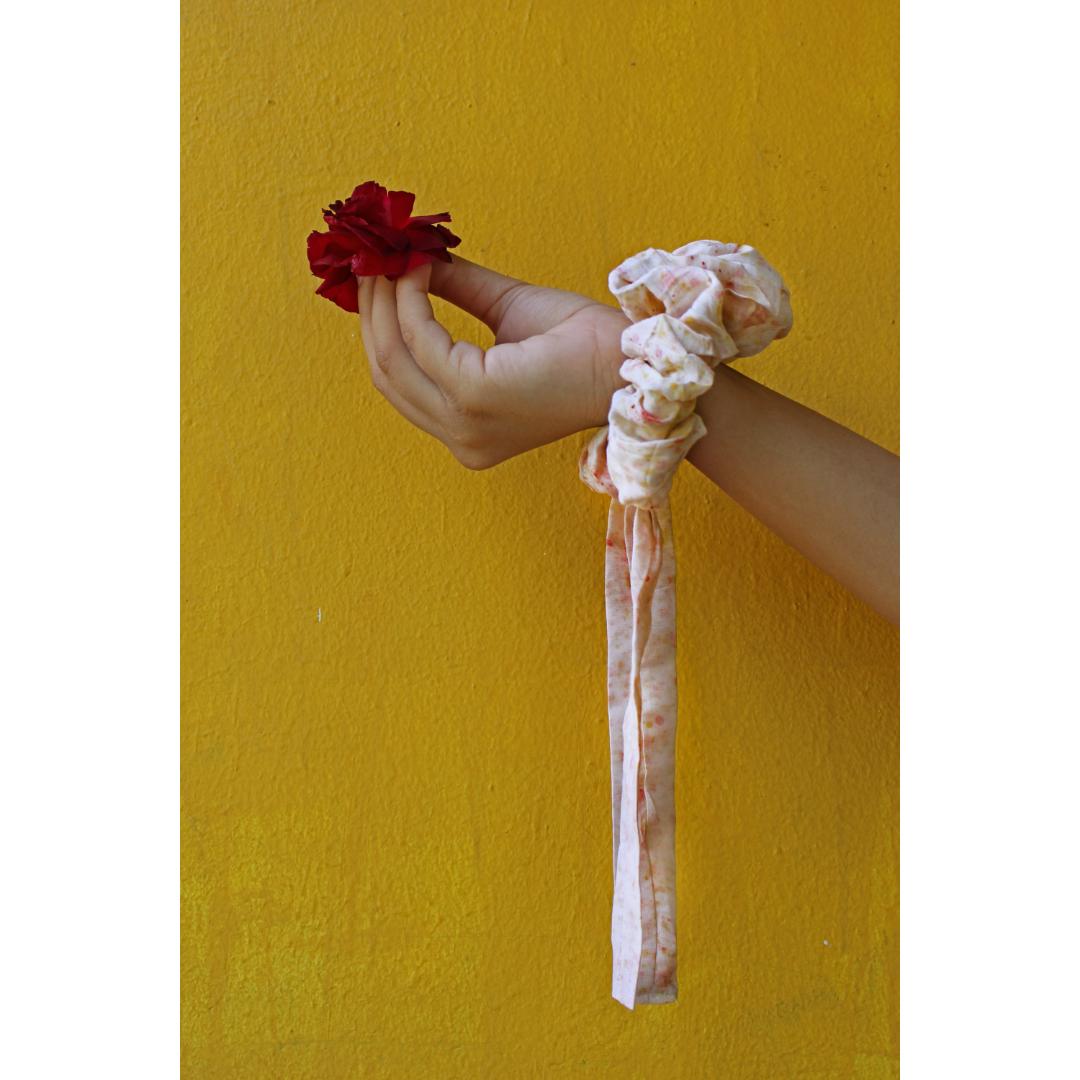 Bageeya Sunshine Anti Breakage Organic Handwoven Organic Cotton Scrunchie with Ribbon
