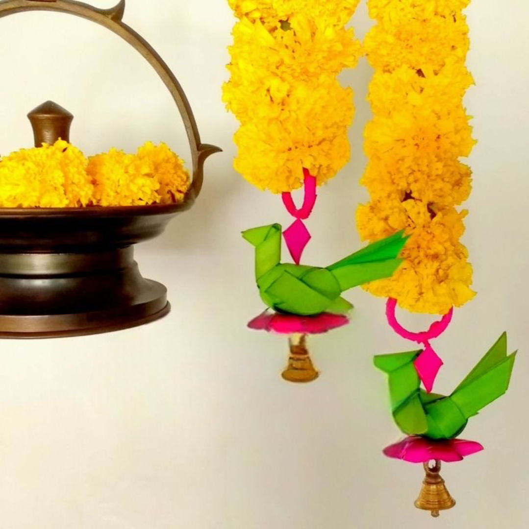 Shuddh Natural Hand Made Palm Leaf PARROT Hanging I Diwali Decoration I Pair of 2