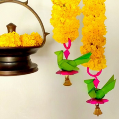 Shuddh Natural Hand Made Palm Leaf PARROT Hanging I Diwali Decoration I Pair of 2