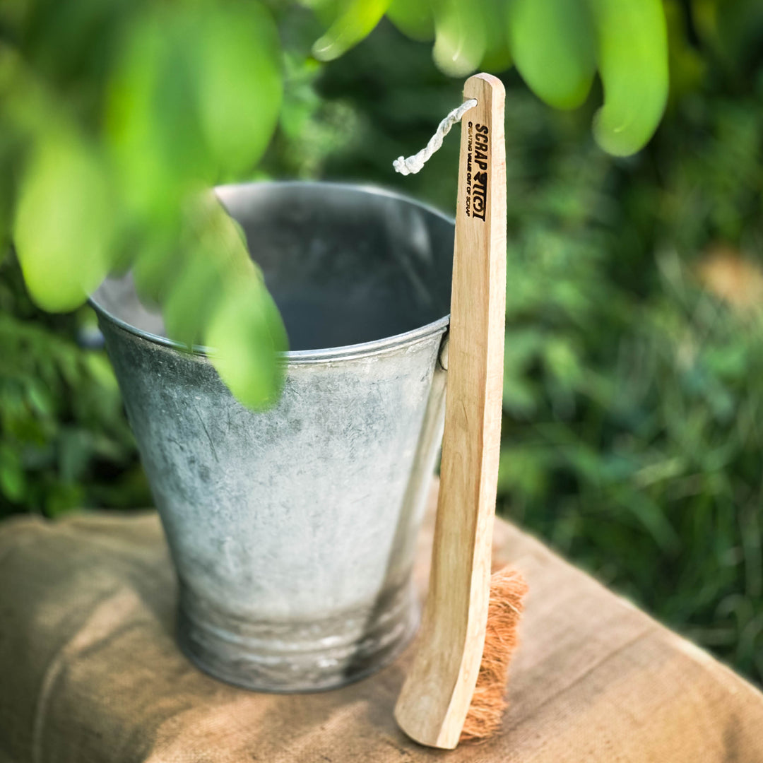 Scrapshala Toilet Cleaning Brush | Natural Coir | Sturdy | Long Sleek Wooden Handle | Biodegradable | Plastic-Free