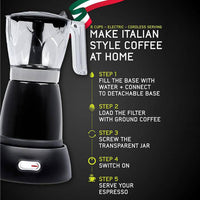 The Bean Co Roasters Electric Moka Pot | Moka Pot | 300 ML | Coffee Maker | 6 Cups Espresso Coffee Make