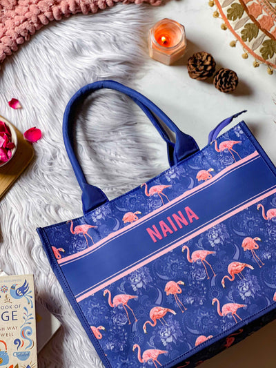 Sapphire flamingo  book tote