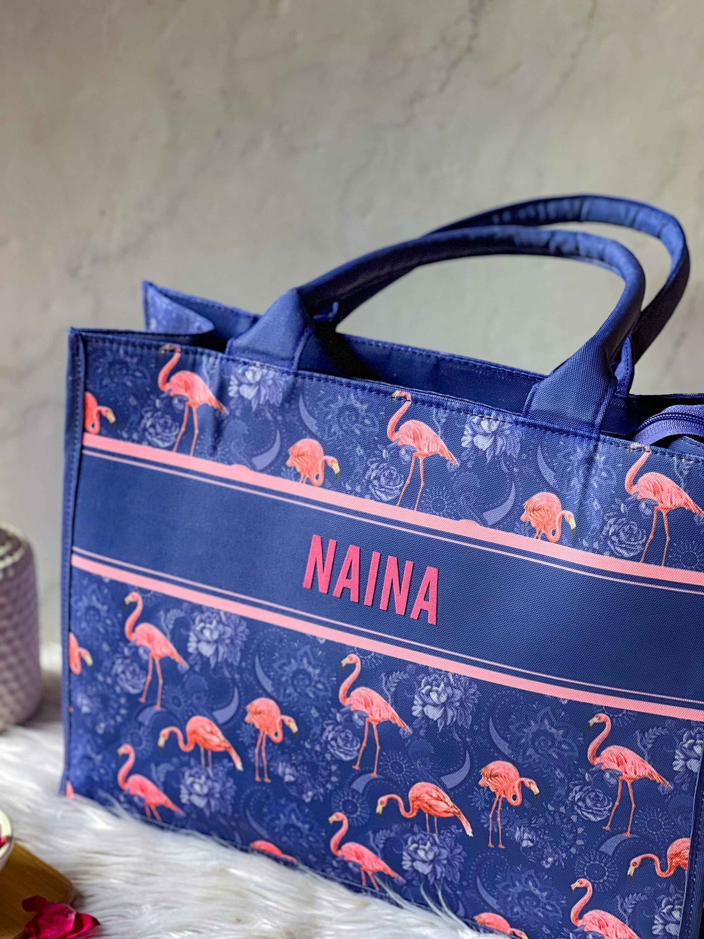 Sapphire flamingo  book tote