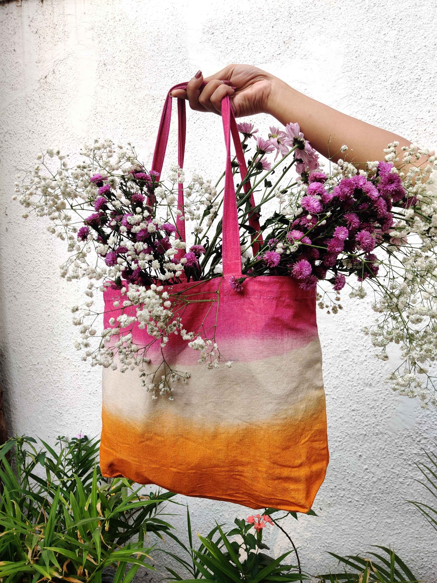 Sunrise-Dip Dye Canvas Tote Bag