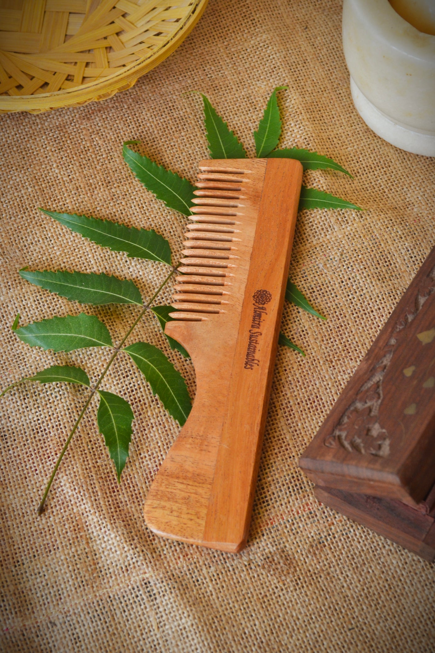 Neem Wood Hair Comb – Handle