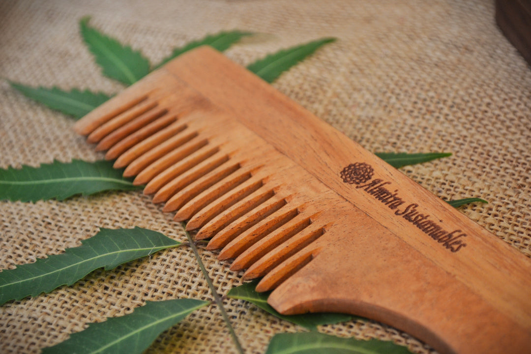 Almitra Sustainables Neem Wood Hair Comb – Handle