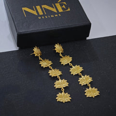 Nine Designs Gold Plated Lotus Danglers 04