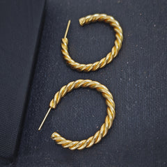 Nine Designs Gold Plated Twisted Hoops 06