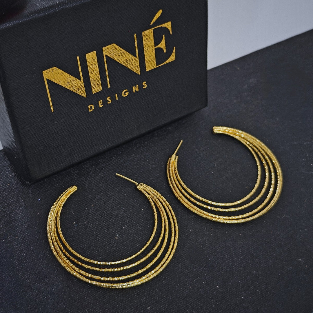 Nine Designs Gold Plated Concentric Hoops 07