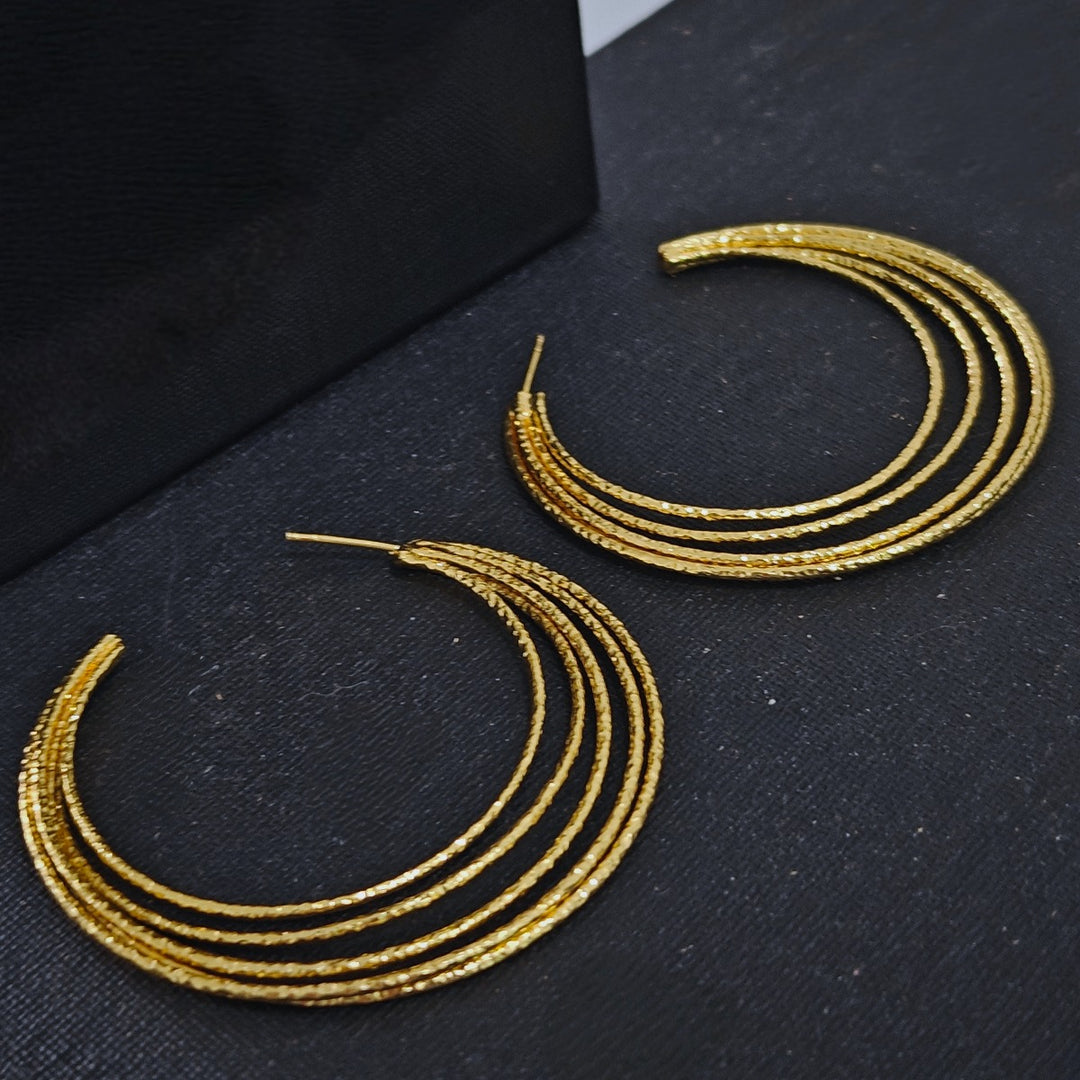 Nine Designs Gold Plated Concentric Hoops 07