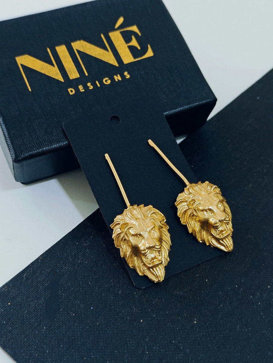 Nine Designs Gold Plated Lion Earrings 08