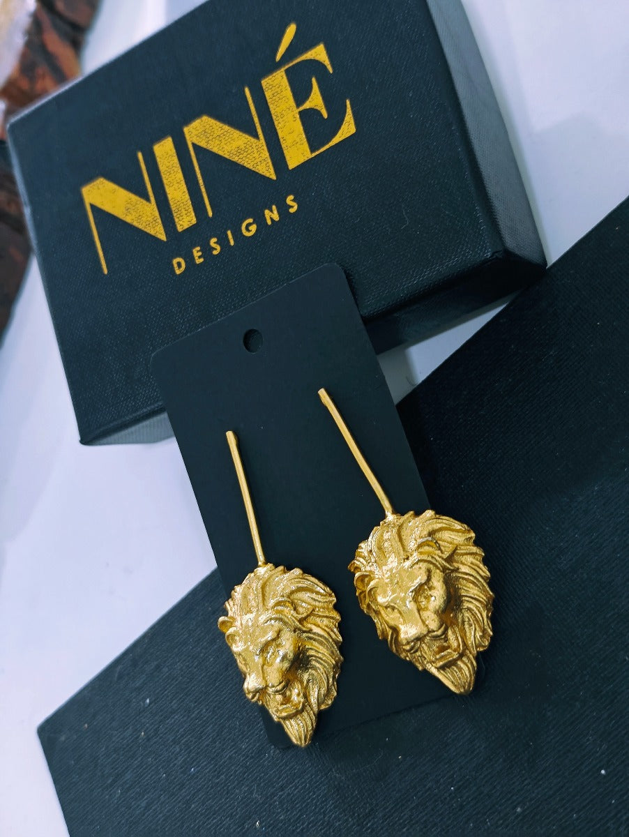 Nine Designs Gold Plated Lion Earrings 08