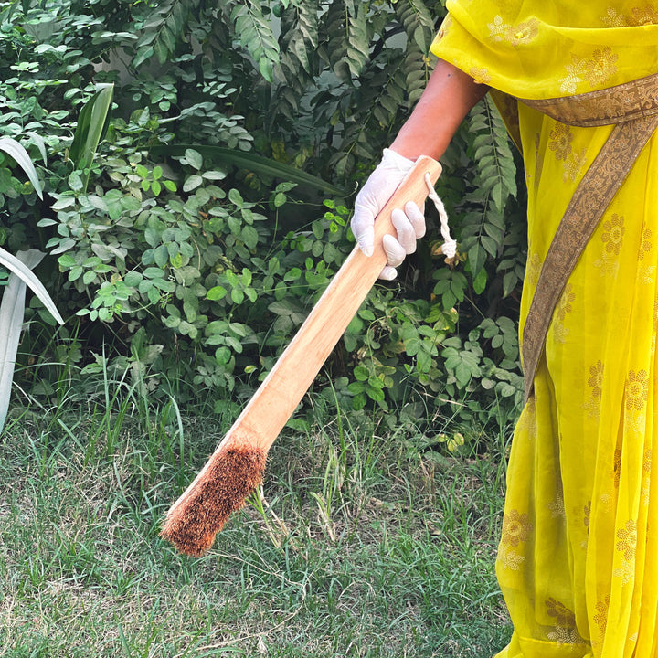 Scrapshala Toilet Cleaning Brush | Natural Coir | Sturdy | Long Sleek Wooden Handle | Biodegradable | Plastic-Free