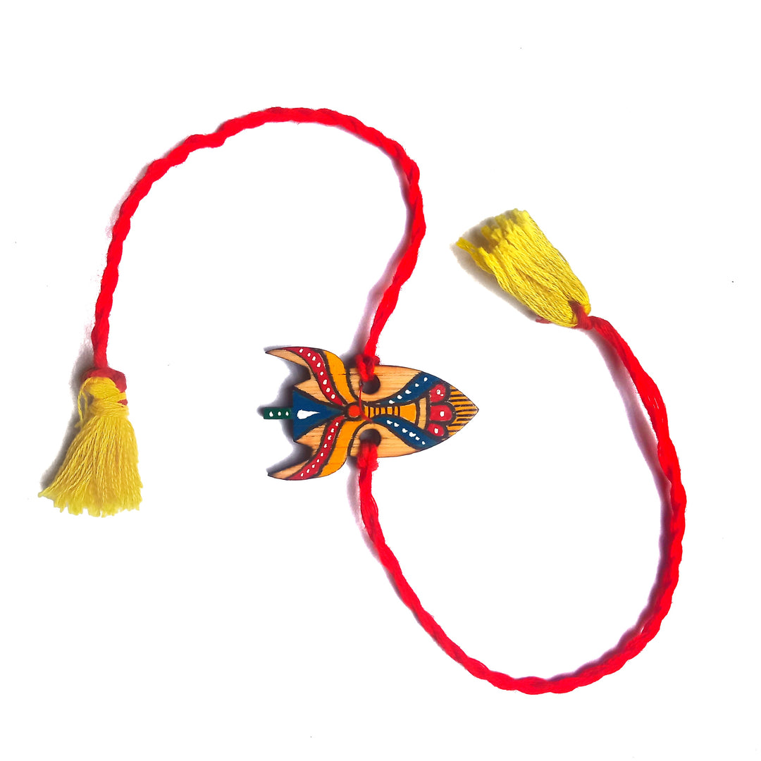 Greenfootprint Handcrafted Eco-Friendly Natural Bamboo Rakhi | Folkart | Hand-painted | Pack of 2