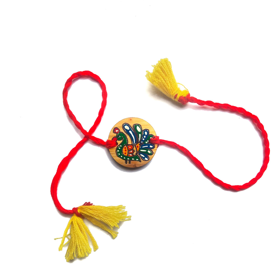 Greenfootprint Handcrafted Eco-Friendly Natural Bamboo Rakhi | Folkart | Hand-painted | Pack of 2