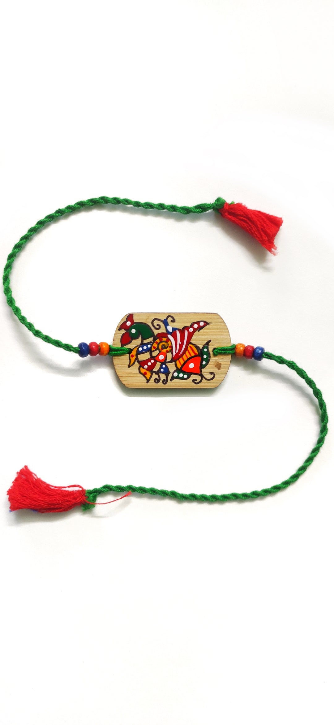 Greenfootprint Handcrafted Eco-Friendly Natural Bamboo Rakhi | Folkart | Hand-painted | Pack of 2