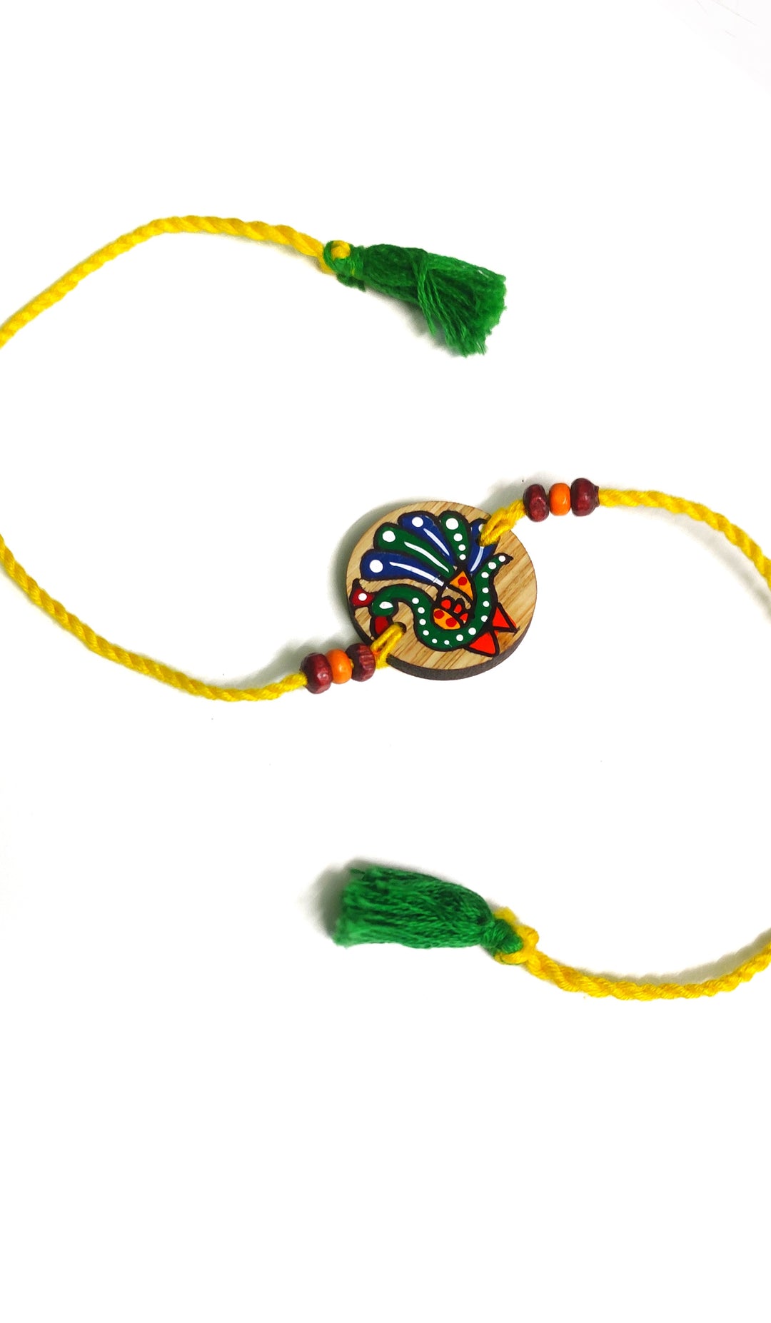 Greenfootprint Handcrafted Eco-Friendly Natural Bamboo Rakhi | Folkart | Hand-painted | Pack of 2