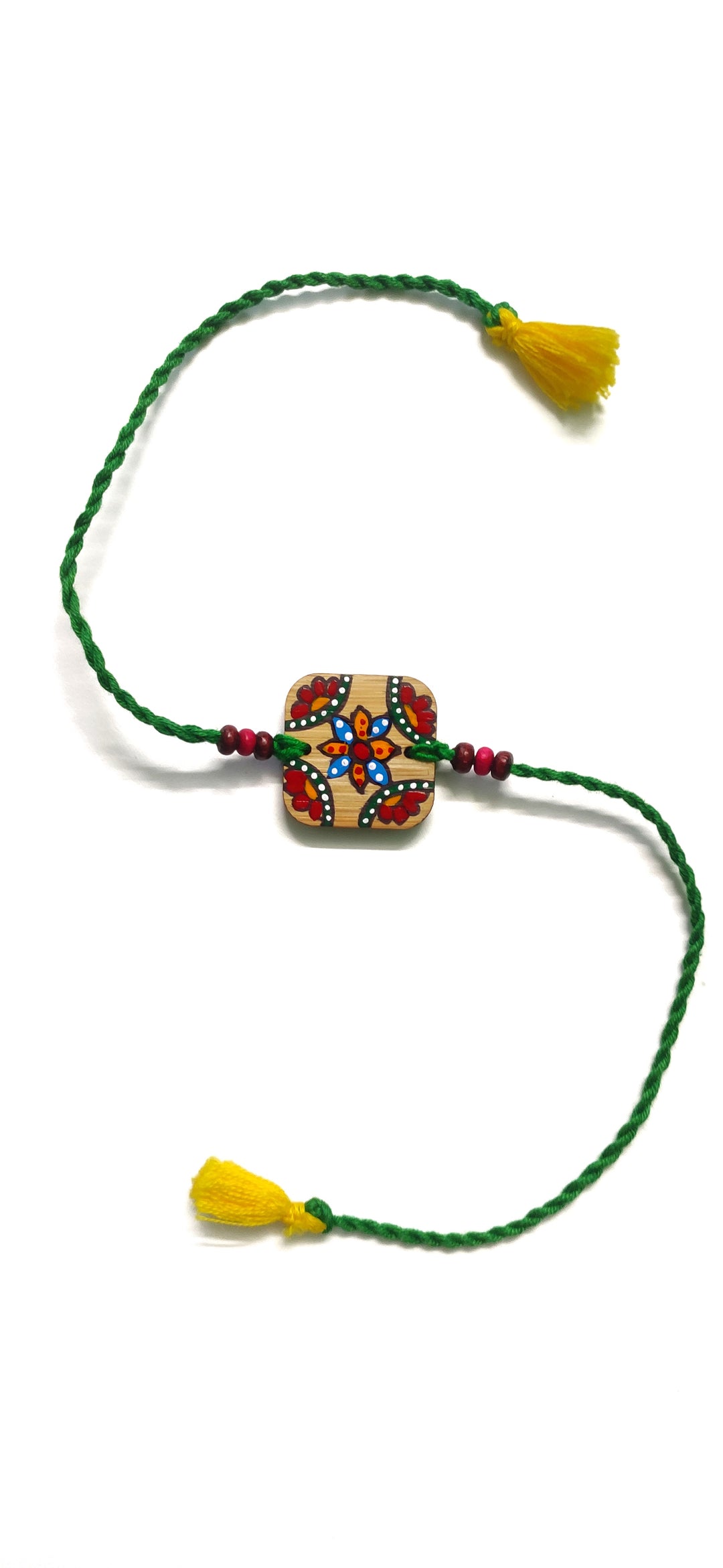 Greenfootprint Handcrafted Eco-Friendly Natural Bamboo Rakhi | Folkart | Hand-painted | Pack of 2
