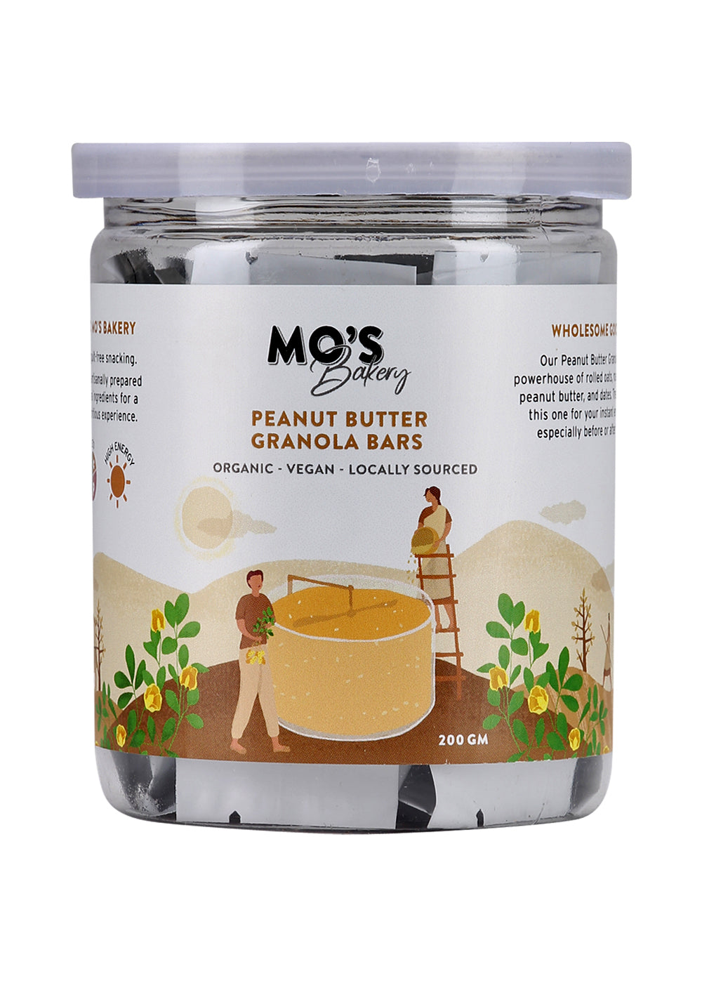 Mo's Bakery Peanut Butter Granola Bars vegan 100% natural keto diet bars & gluten free - 200g