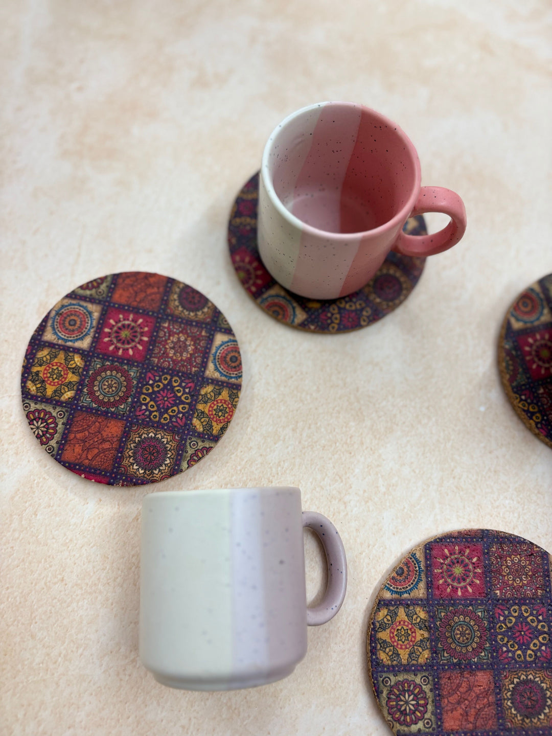MiRa Gifting Solutions Hand Printed Cork Coasters (Set of 4)