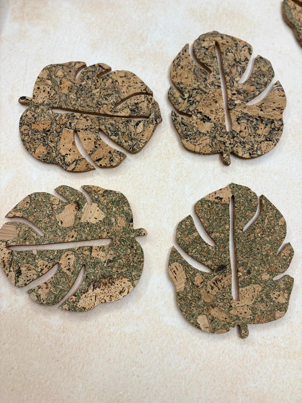 MiRa Gifting Solutions Leaf Shaped Cork Coasters (Set of 4)