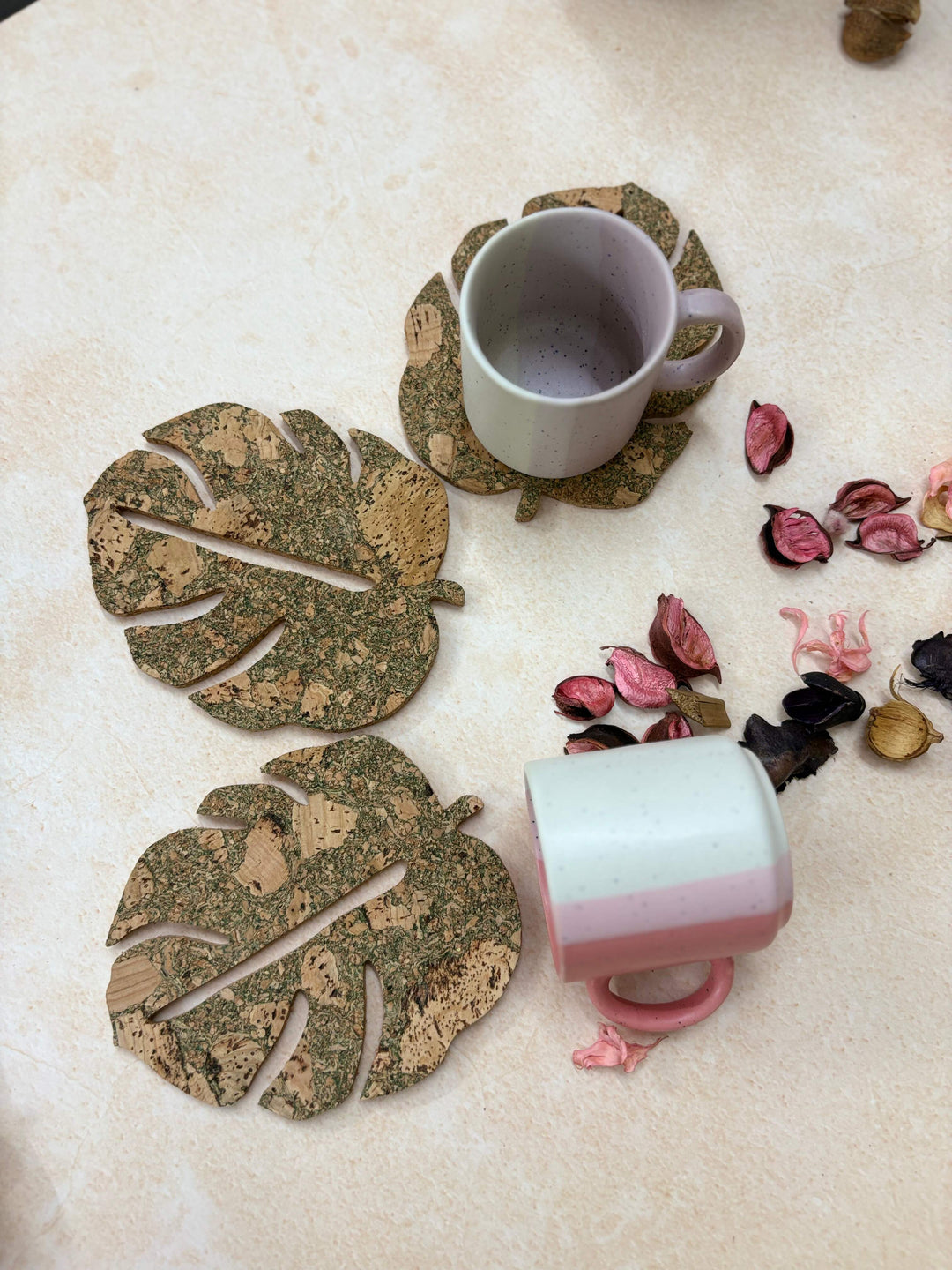 MiRa Gifting Solutions Leaf Shaped Cork Coasters (Set of 4)