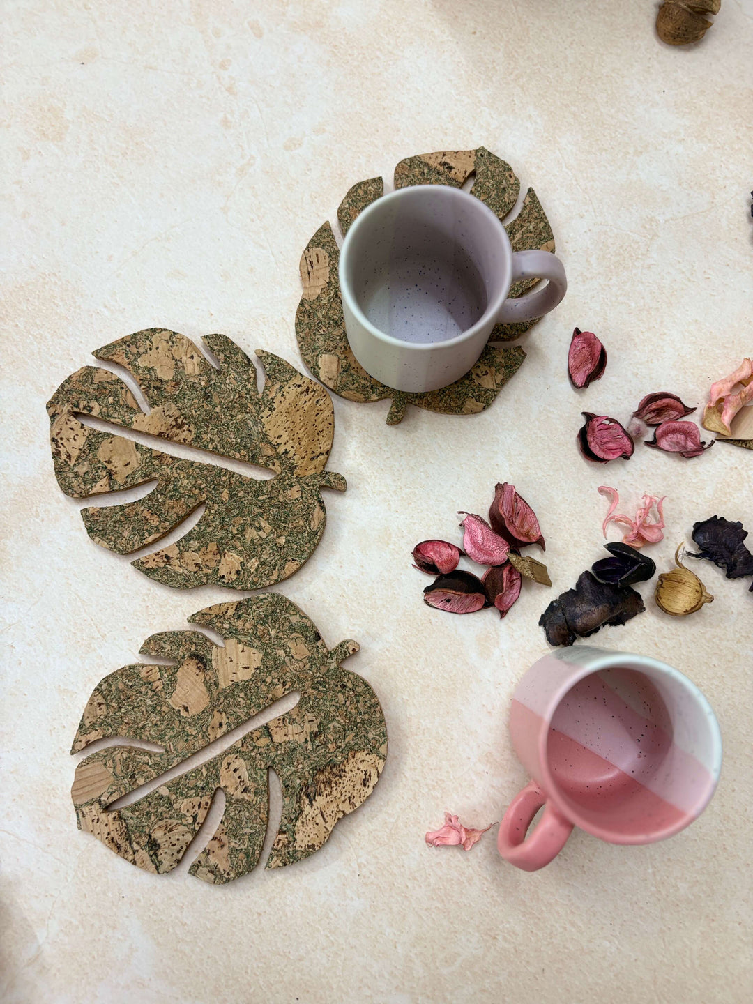 MiRa Gifting Solutions Leaf Shaped Cork Coasters (Set of 4)