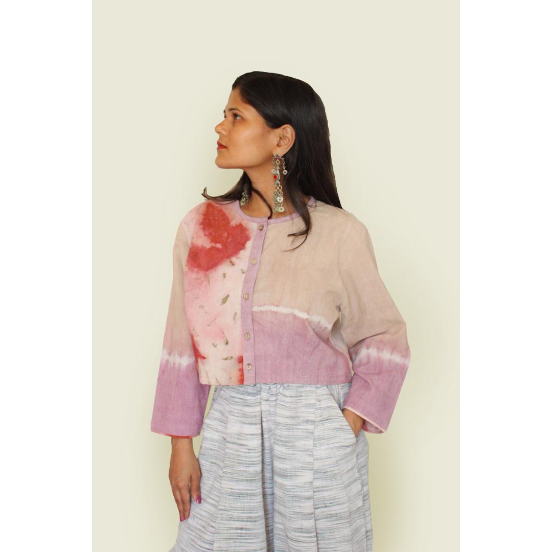 Bageeya " Ayur " Khadi Organic Cotton Blouse | Crafted with Sacred temple Marigolds and Ayurvedic Herbs