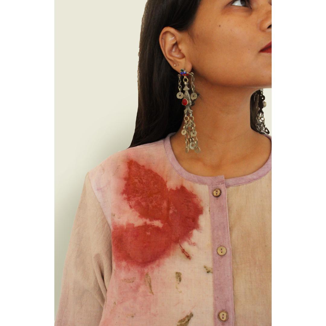 Bageeya " Ayur " Khadi Organic Cotton Blouse | Crafted with Sacred temple Marigolds and Ayurvedic Herbs