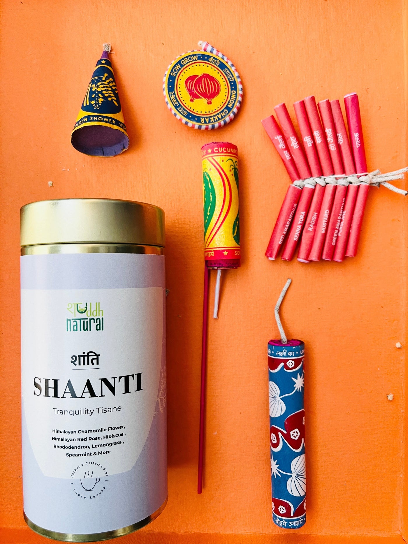Shuddh Natural Festive Diwali gift hamper I tea I seed (plantable) patakha set of 5