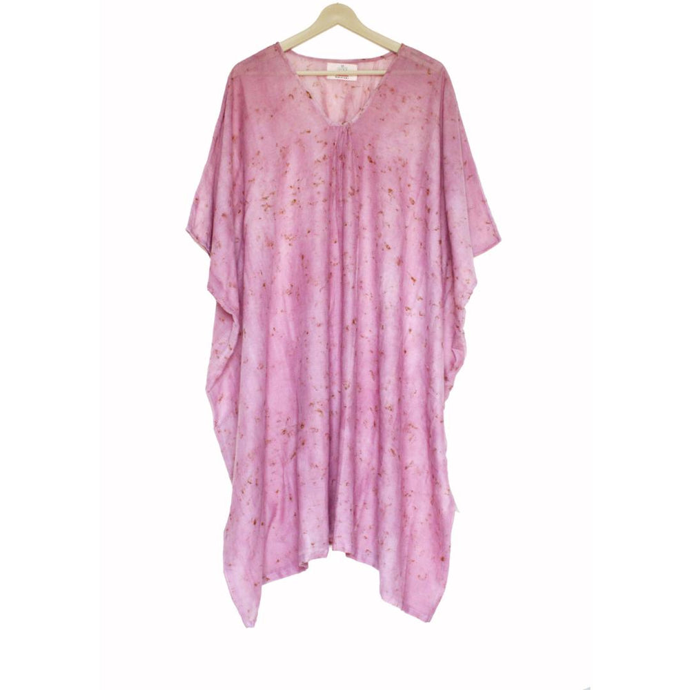 Bageeya “Moti Mala” Natural Dyed Pure Mul Ethereal kaftan | Crafted with lac and Marigold