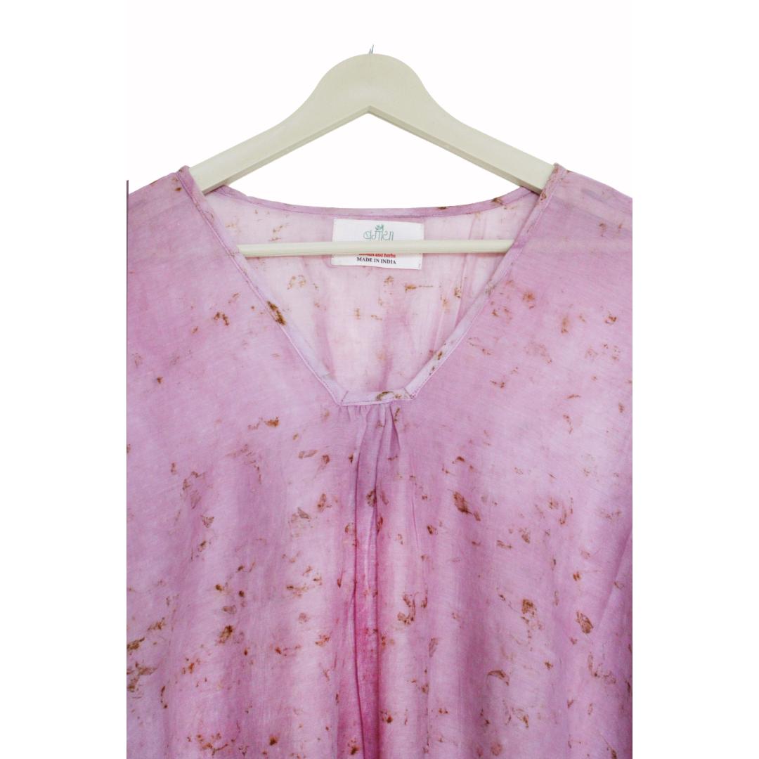 Bageeya “Moti Mala” Natural Dyed Pure Mul Ethereal kaftan | Crafted with lac and Marigold