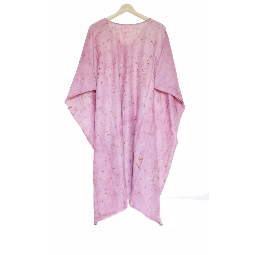 Bageeya “Moti Mala” Natural Dyed Pure Mul Ethereal kaftan | Crafted with lac and Marigold
