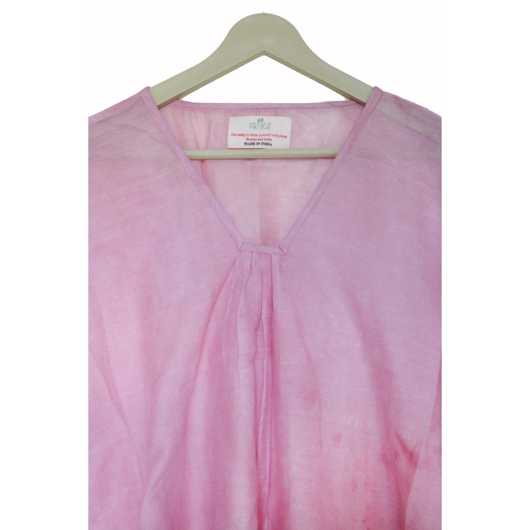 Bageeya “Pankhudi” Natural Dyed Pure Mul Ethereal kaftan | Crafted with Lac and Marigold