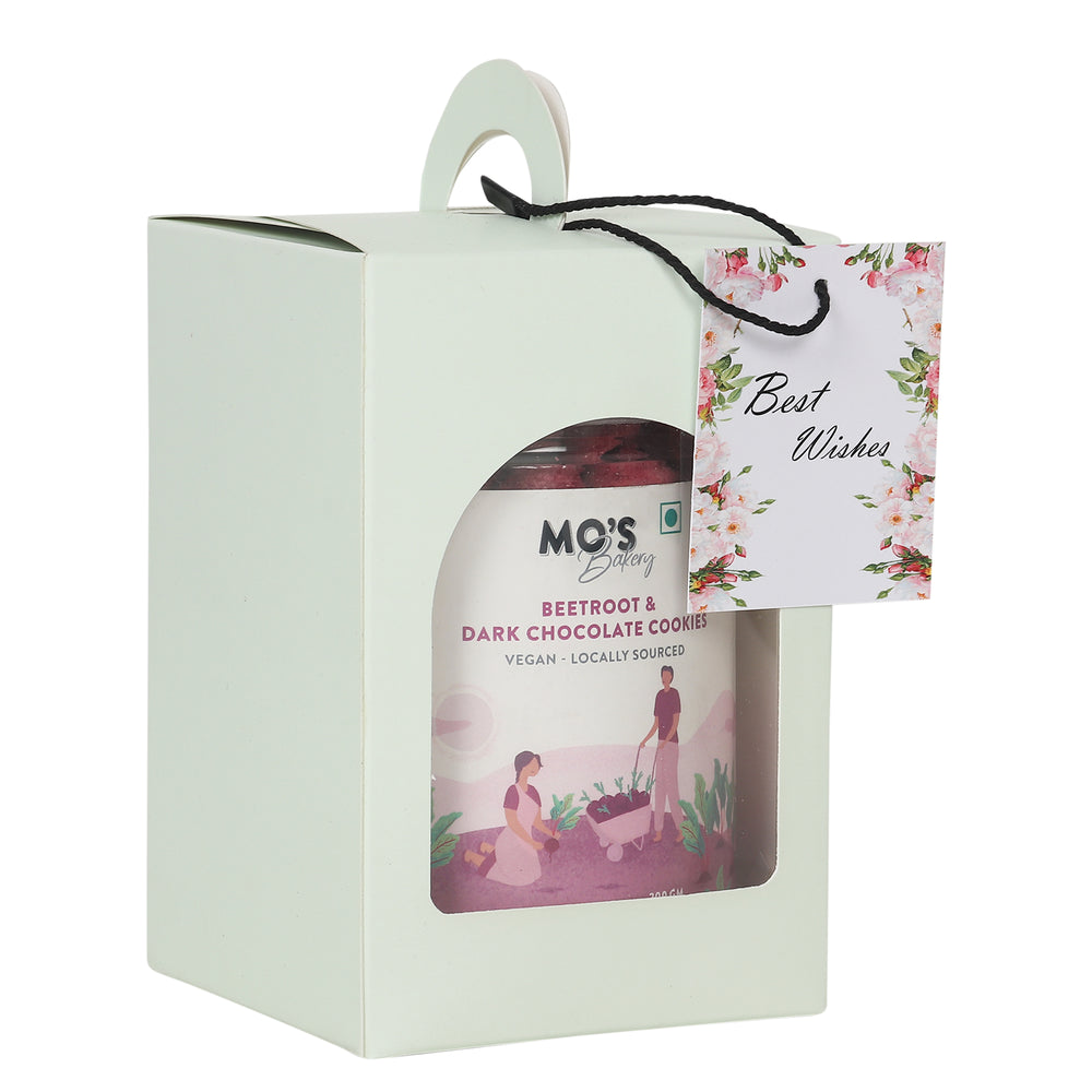 Mo's Bakery Beetroot & Dark Chocolate Cookies Blue Gift Box