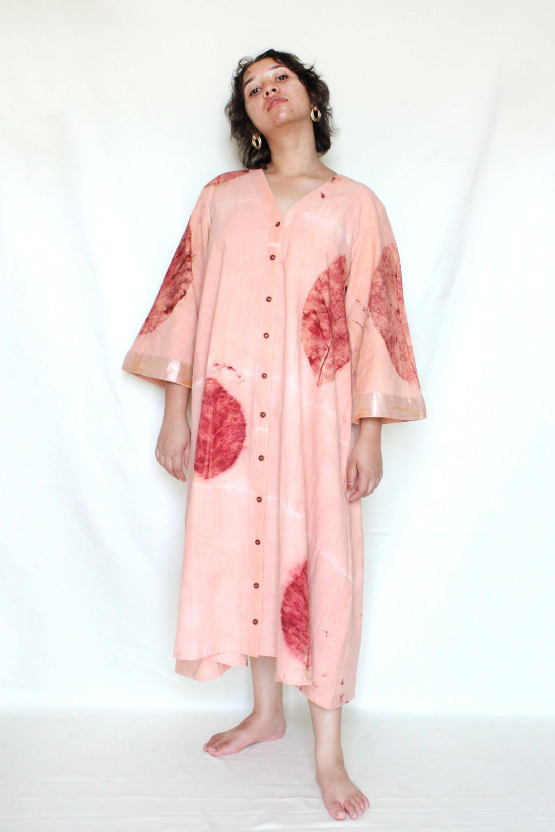 Bageeya “Mrigank ” Natural Dyed Handcrafted Organic Cotton Button Down dress | Crafted with Sacred temple Manjishhta, Khakhra leaves