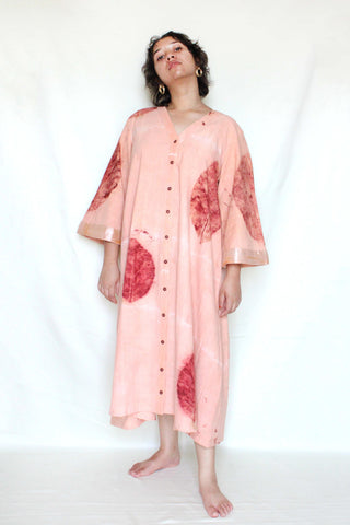 Bageeya “Mrigank ” Natural Dyed Handcrafted Organic Cotton Button Down dress | Crafted with Sacred temple Manjishhta, Khakhra leaves