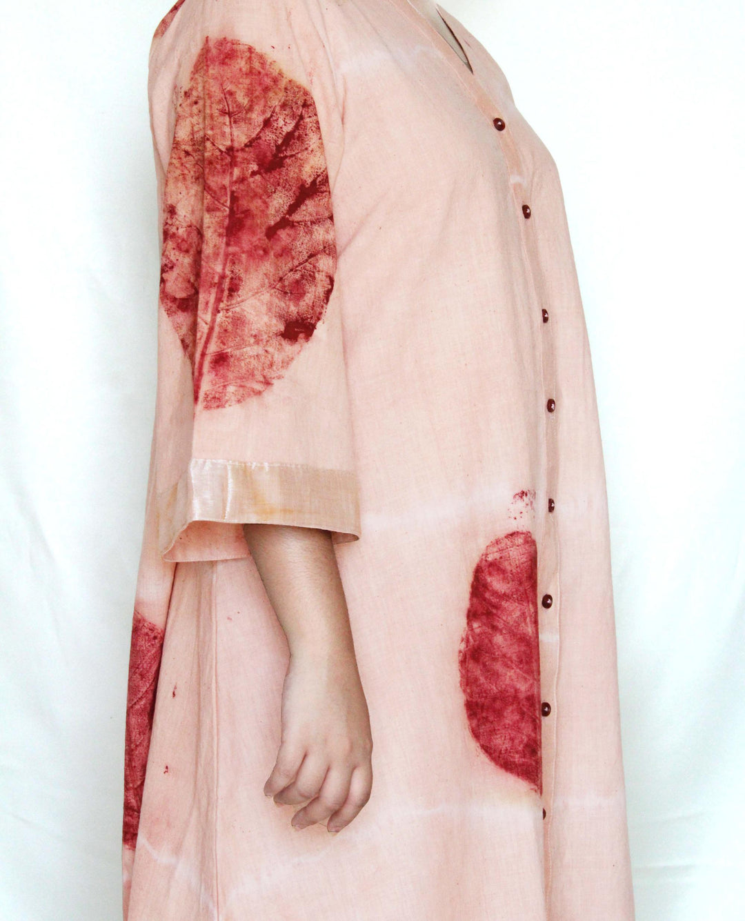 Bageeya “Mrigank ” Natural Dyed Handcrafted Organic Cotton Button Down dress | Crafted with Sacred temple Manjishhta, Khakhra leaves
