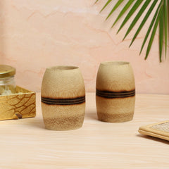 SILPAKARMAN Handmade Bamboo Kulhad - 10 cm with Smoke Finish - 2 Pieces