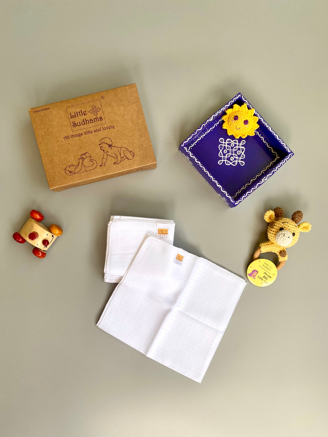 Little Sudhams Organic Cotton Muslin Square Nappy (Pack of 5)