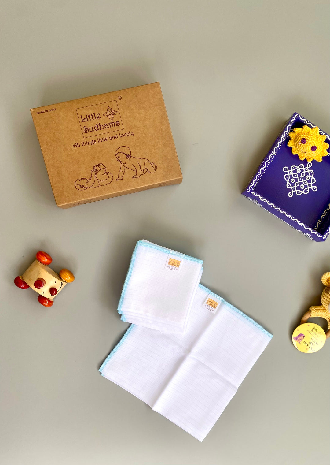 Little Sudhams Organic Cotton Muslin Square Nappy (Pack of 5)