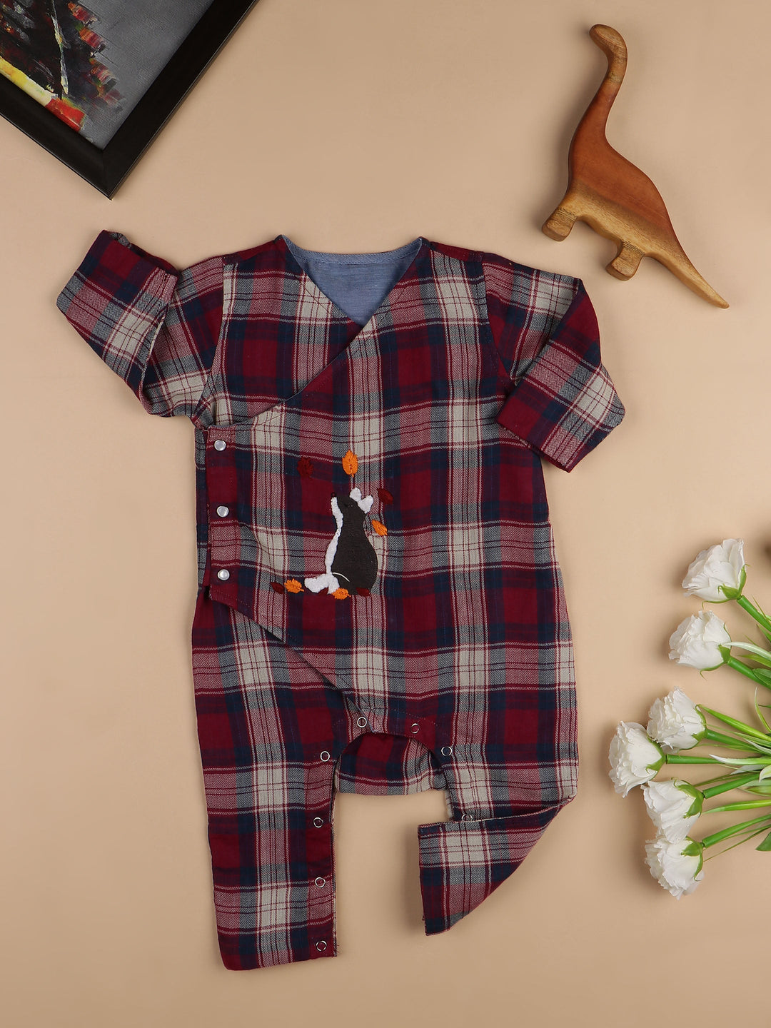 Mamacherub Checkered Foxy Reversible Romper