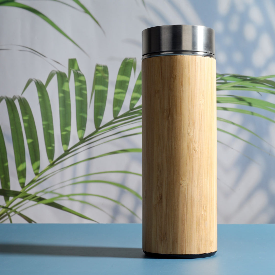 Bamboo Stainless Steel Bottle | Vaccum Insulated | Double Wall Hot & Cold | 500ml