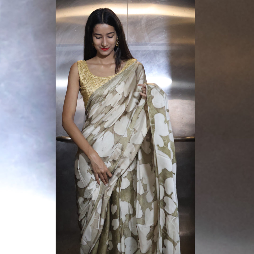 Leysha Bemberg Satin Heart Saree