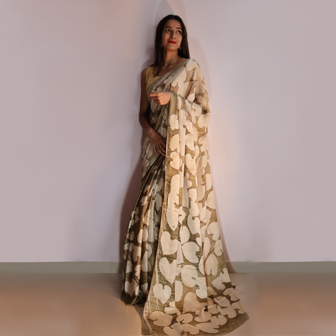Leysha Bemberg Satin Heart Saree
