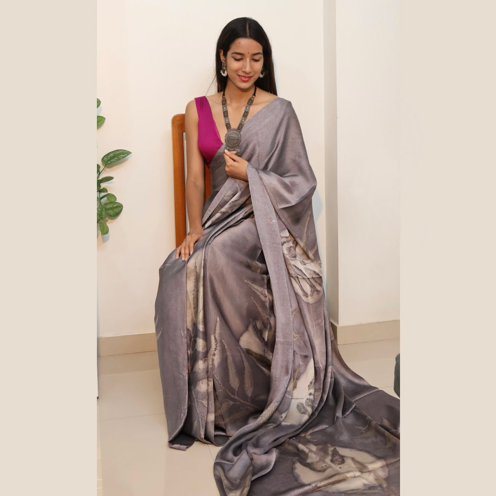 Leysha Bemberg Satin Moon Saree