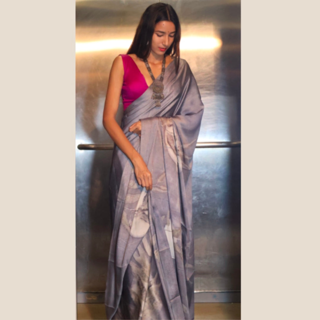 Leysha Bemberg Satin Moon Saree