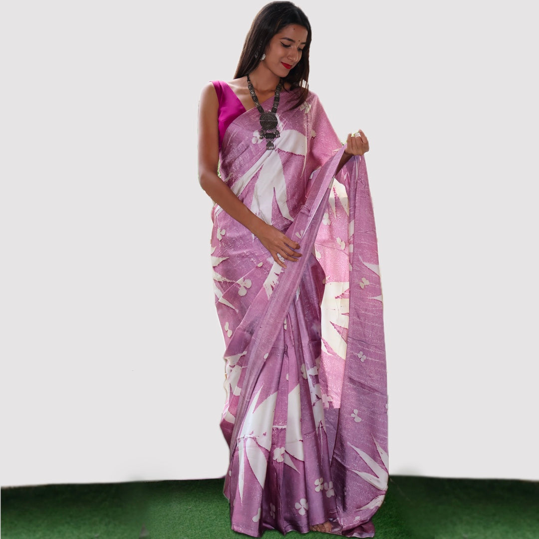 Leysha Bemberg Satin Bamboo Saree